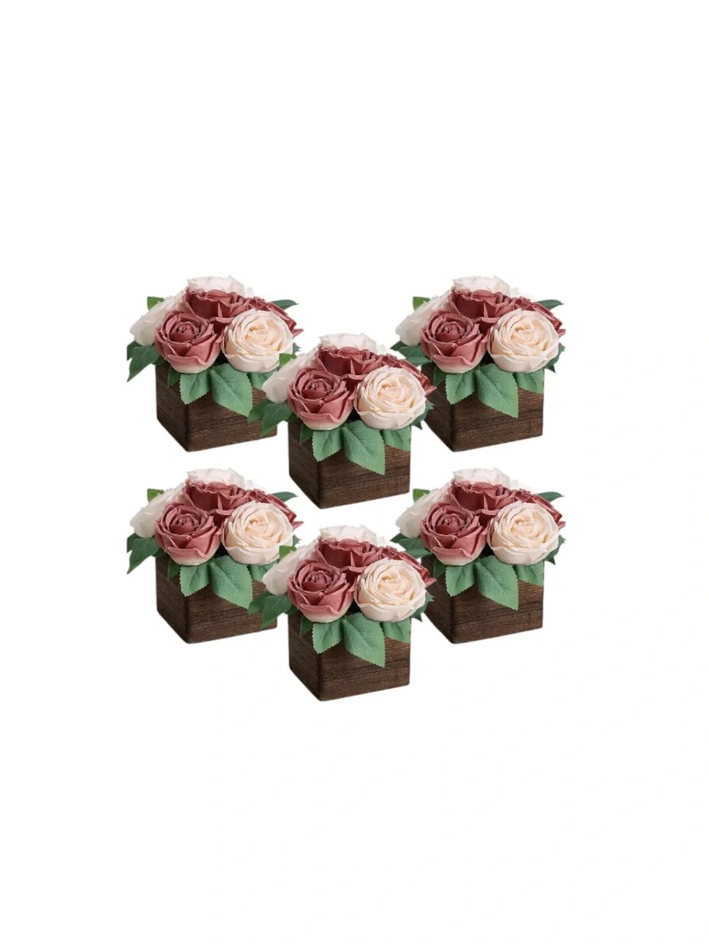 Dusty Pink & Champagne Artificial Rose Centerpiece Set of 6 - Party Decorations